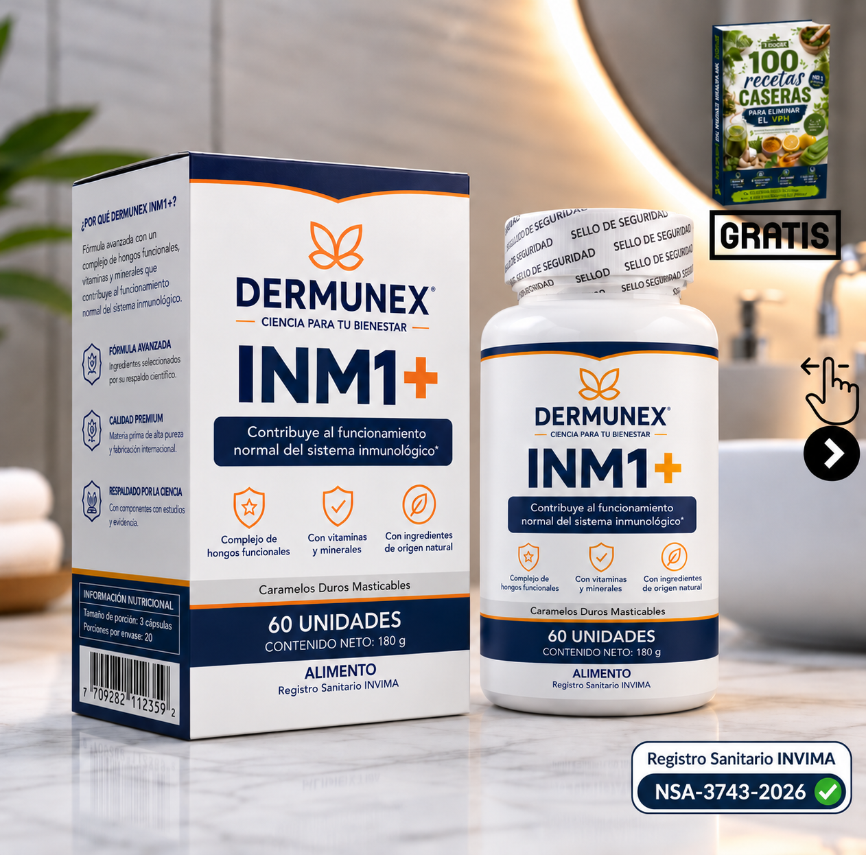 DERMUNEX INM1+®-APOYO DE SISTEMA INMUNE POR VPH (60 CAPSULAS)